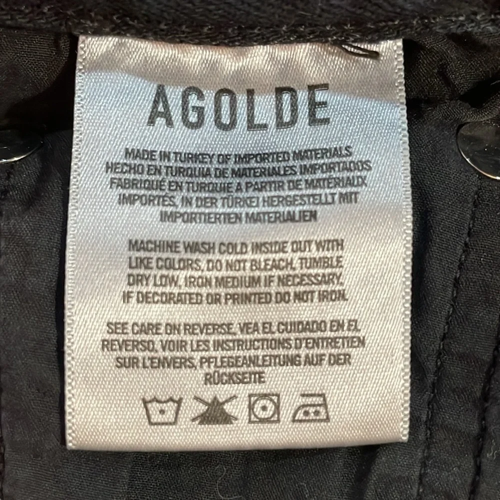 Agolde Riley Cropped Raw Hem Dark Wash Denim Jeans, 31 - Picture 7 of 8